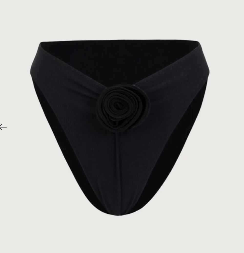 Same Swim Rosette High Rise Bottom Faux Suede Black/Black XS NWT